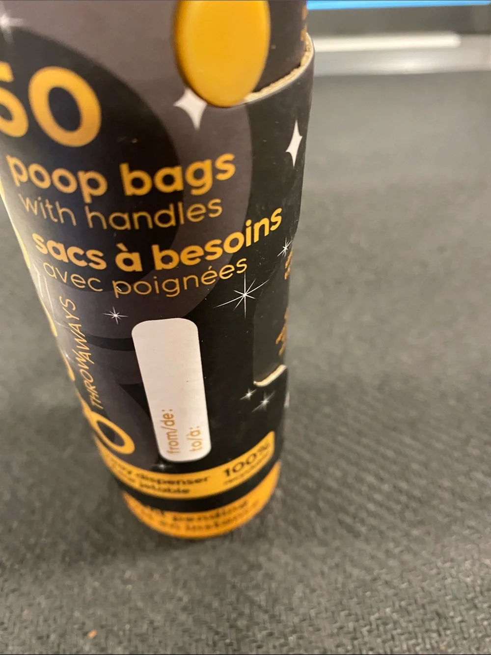Poop Bag Dispenser with Handles — Yellow/Black